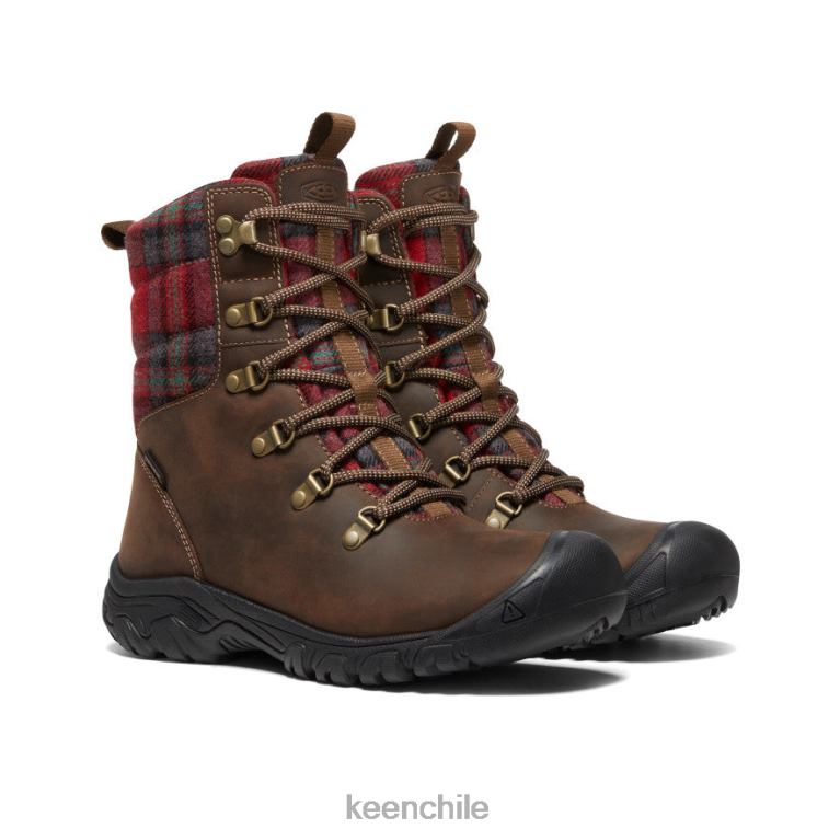 calzado KEEN bota impermeable greta cuadros marrón oscuro/rojo mujer J4XN6692 - Image 2