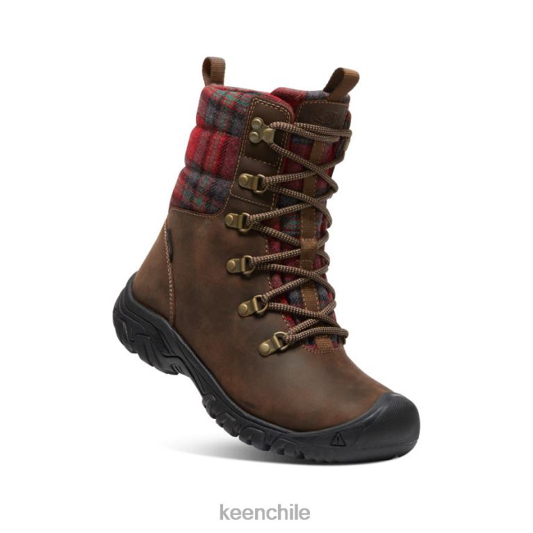 calzado KEEN bota impermeable greta cuadros marrón oscuro/rojo mujer J4XN6692 - Image 3