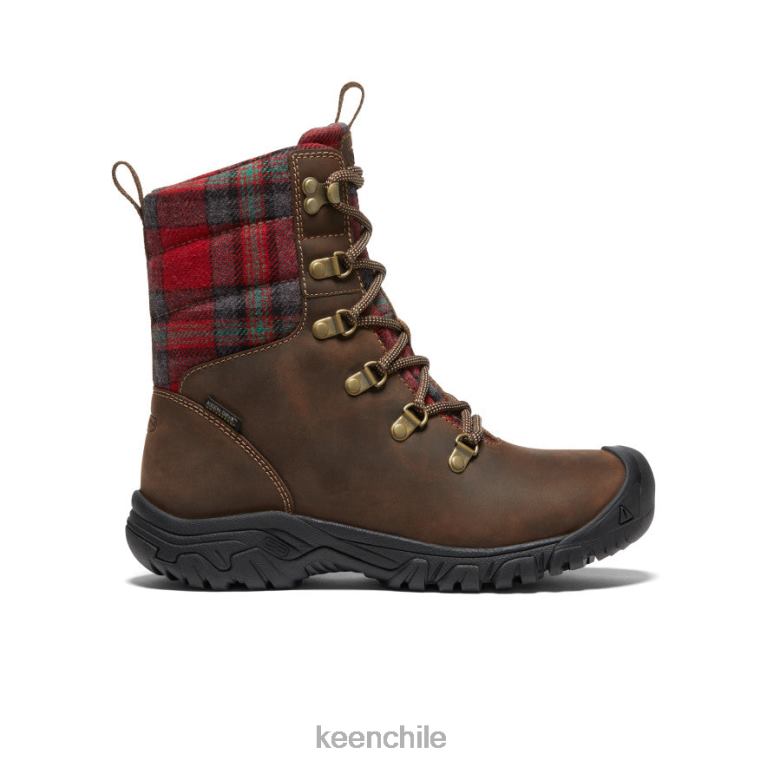 calzado KEEN bota impermeable greta cuadros marrón oscuro/rojo mujer J4XN6692 - Image 1