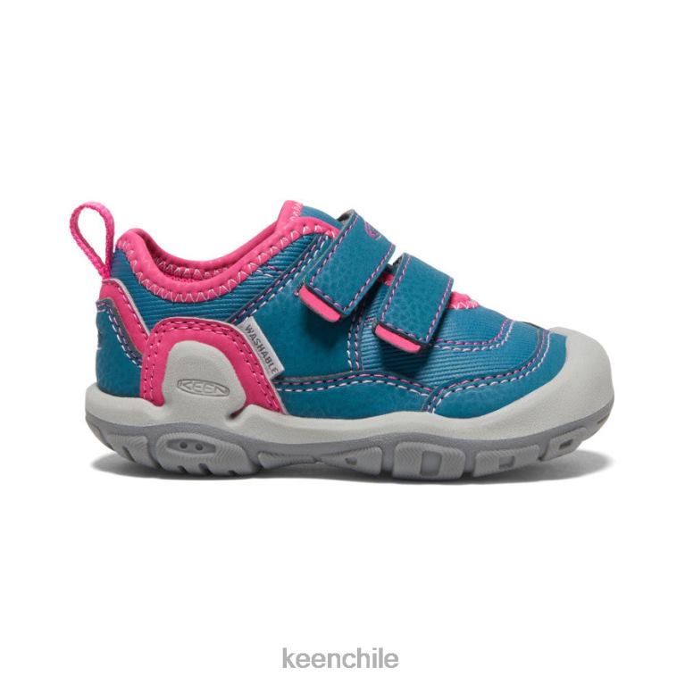 calzado KEEN tenis con doble tira hueca y nudo coral azul/pavo real rosa niños pequeños J4XN6959 - Image 1