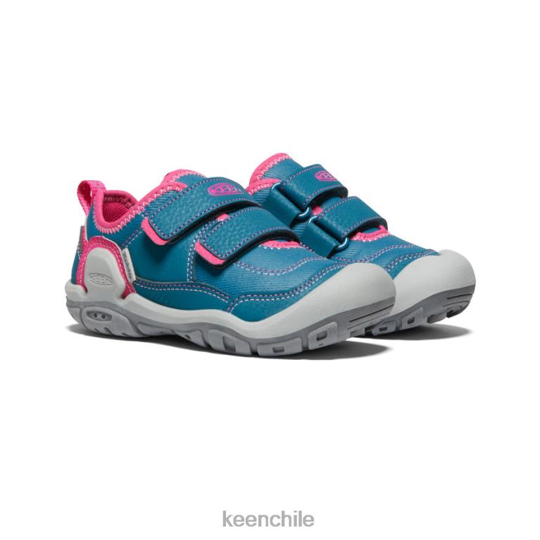 calzado KEEN tenis con doble tira hueca y nudo coral azul/pavo real rosa pequeños niños J4XN6942 - Image 2