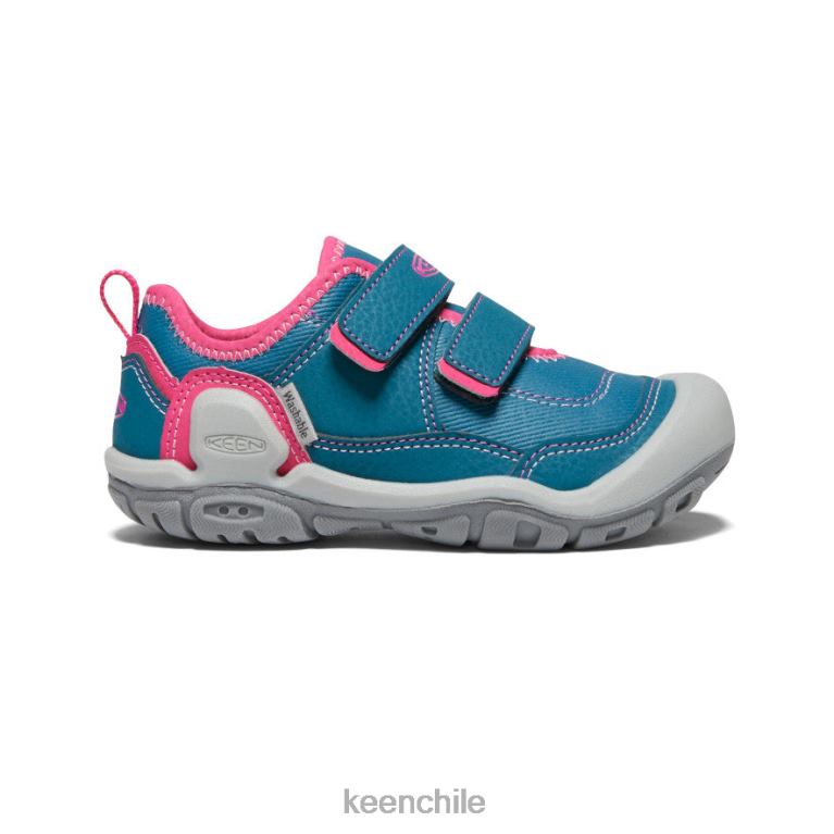 calzado KEEN tenis con doble tira hueca y nudo coral azul/pavo real rosa pequeños niños J4XN6942 - Image 1