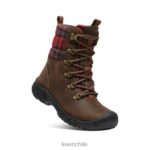 calzado KEEN bota impermeable greta cuadros marrón oscuro/rojo mujer J4XN6692 - Image 3